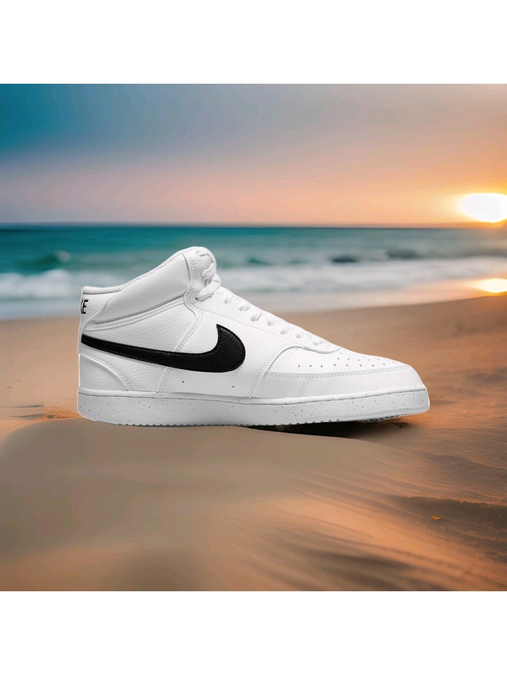 Nike Court Vision Next Nature Mid Top Athletic Shoes White/Black Mens 9.5 43